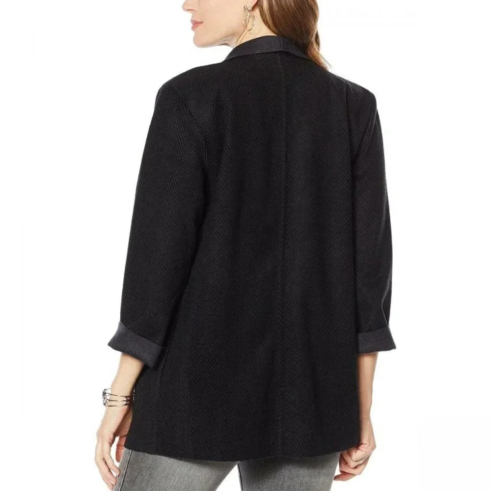 MOTTO Herringbone Cardigan Large Charcoal